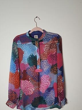 Colorful Abstract Print Long Sleeve Blouse